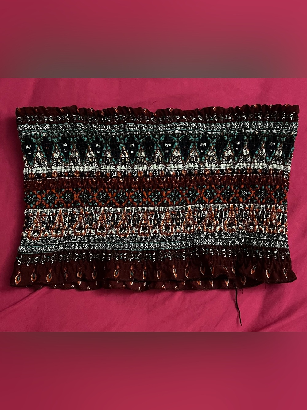 Burgundy and Teal Crop Top